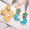 Pleated Moon Resin Earrings for Women Retro Exaggerated Jelly Star Earrings Personalized Vintage Earrings E388