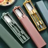 Dinnerware Sets 1 Set Cutlery Portable Stainless Steel Chopsticks Spoon Box Student Supplies For Kitchen Tableware