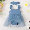 Conjuntos de roupas recém-nascidos vestido infantil tule bebê menina photoshoot outfits verão macacão onsies com alça e faixa de cabeça meses