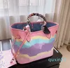 Designer Summer colorful shopping one shoulder bag portable mummy bag gradient tie-dye shopping bag