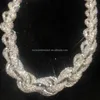Collana da uomo con catena in corda d'argento con diamanti Moissanite completamente ghiacciata in argento sterling 925 personalizzato Hip Hop
