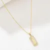 Łańcuchy 14 -karatowe złote błyszczący biały prostokąt cyrkonu Naszyjniki dla kobiet minimalistyczne szczupły dławik stojakowy