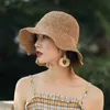 Rodziec-dziecko Raffia Bow Hat Wide Rzem Brim Floopy Letni Hats for Women Beach Panama Str Dome Hat Femme Shade Hat L230523