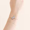 Charm Bracelets Colorful Glass Butterfly Bracelet Adjustable Spring Jewelry Gold Rolo Box Chain Pulseras Mujer Friendship Gift