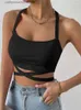 Женские танки Camis Solid Crisscross Rib Rib Top Cami Top для женщин Летняя клубная вечеринка сексуальная рукавочная уличная уличная одежда Y2K Одежда 2023 T230605