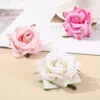 Dekorativa blommor Simulering Hantverk Flocket Tyg Rose Flower Head Decoration Fake Corsage Arch Floral Wedding