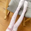 Femmes chaussettes été mince cuisse haute bas japonais Anime dessin animé ballon gâteau pour croix nœud papillon imprimé Cosplay sur