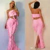 Designer Prom Dresses For Woman 2023 Trend Summer Dress Fashion Wrap Chest Tood Ear Edge Small Tank Top Slim Fit Wrap Hip Half kjol Set