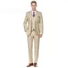Męskie garnitury charakterystyczne 3-osobowe 3-częściowe Slim Fit Solid Form Fashion Blazer Veste