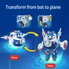 Action Toy Figures Super Wings 6 inches Deluxe Supercharged Paul Transforming With Police Shield Lights Sounds Deformation Robot Action Figures Toy 230605