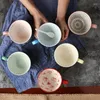 Mugs Ceramics Breakfast CupCreative Cup Ceramic Mug Large Capacity Color Glaze Embossed Coffee Milk Soup