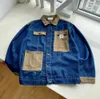 Mode vintage arbetskläder män denim jackor carhart designer jacka män kvinnor kofta broderi panel hip hop jacka 555SS