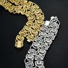 Chains Genuine Real Jewels Hip-hop Niche Gold With Full Diamond Sterling Silver Plated 15mm Oxhorn Chain Necklace For