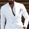 Herrenanzüge Zweireiher Männer Weiß Slim Fit Hochzeit Für Bräutigam 2 Stück Lässiger Stil Männliche Mode Jacke Mit Hosen 2023