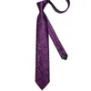 Bow Ties 150cm Purple For Men Luxury Wedding Party Accessories Handkerchief Cufflinks Men's Necktie Gift DiBanGu