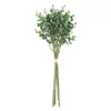 Flores decorativas 18 unidades de folhas de eucalipto de plástico para casamento de natal em casa pequena folhagem falsa folha de dinheiro falso planta verde