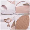 Witte Zomer Sandalen Bruidsschoenen Voor Bruiloft Sexy Open Teen Enkelband Platform Hoge Hakken Wedge Sandalen Partij Trouwjurk Dames Schoenen CL2373