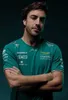 Aston Martin F1 Tshirt Team Spanish Racing Driver Fernando Alonso 14 and Stroll 18 Oversized Polo Shirts28ess