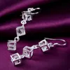 Charm noble Sterling Silver crystal lattice drop Earrings for Woman fashion party Jewelry wedding Christmas Gifts R230605