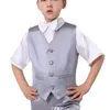 Costumes pour hommes Personnaliser Tuxedos garçon jaune Revers cranté Costume pour enfants Dernières conceptions de pantalons de veste Costumes de mariage / bal pour enfants (veste gilet cravate)