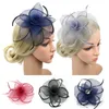 Boinas Vintage Chapéu Fascinador de Pena Líquida Tiara Clipe Flor Festa de Casamento Malha Acessórios de Cabelo Coquetel