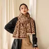 Scarves 2023 Winter Cashmere Scarf Hijab For Women Leopard Print Thick Warm Pashmina Shawl Warps Blanket Neckerchief Bufanda Foulard