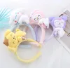 INS Fashion Kuromi Style Hair Sticks Handmade Plush Melody Cinnamoroll Design Washing Face Girl Kids Accessories