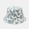 Wide Brim Hats LDSLYJR Cotton Leaf Printing Bucket Fisherman Outdoor Travel Sun Hat Male and Female 345 G230603