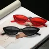 새로운 빈티지 검은 고양이 눈 선글라스 여성 패션 브랜드 디자이너 미러 작은 프레임 Cateye Sun Glasses for Female Shades UV400