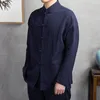 Vêtements ethniques traditionnels chinois pour hommes à manches longues coton lin Blouse Vintage vêtements classique mâle surdimensionné hauts KK3321