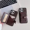 Designer Cell Phone Cases Card Holders Pockets Wallets for Apple iPhone 14 13 12 Mini 11 Pro Max XR XS 6S 7 8 Plus Luxury Full-body Mobile Back Covers Fundas Brown Flower