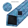 Bow Ties Designer Blue Paisley Floral Silk For Men Luxury Wedding Accessories Men's Neck Tie Set Handkerchief Cufflinks Gift