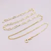 Chains AU750 Pure 18K Yellow Gold Necklace Hollow Square Curb Link Chain 4.2g / 18inch For Women Gift