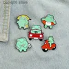 Pins Brooches New Cartoon Cute and Creative Frog Series Animal Breast Pin Mini Car Swimming Circle Shape Paint Emblem T230605