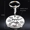 Keychains Teacher Stainless Steel Keychain Jewelry Women Cute Souvenir Keyring Student Day Gifts La Mejor Profesora K519