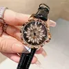 Montres-bracelets 2023 luxe diamant femmes montres cadran Super rotatif montre Quartz dame décontracté fille horloge Relogio Feminino