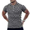 Herren Polos Line Green Zebra Lässige T-Shirts Streifendruck Poloshirts Kragen Retro Hemd Tag Männliche Grafikkleidung Große Größe 4XL 5XL