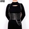 UYEE New PU Leather Chest Harness Belt Sexy Lingerie Bdsm Body Chain Bondage Bra Cage Straps Stockings Crop Top Women Suspenders L230518