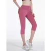 LL Calças Fiess de Sete Pontos Leggings Femininas Cintura Elástica de Secagem Rápida Esportes Apertados Respiráveis Lazer Hip Calças Cortadas Shorts Yoga Pêssego Hip Collants