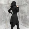 Vestidos casuales Falda oscilante irregular de la minoría negra oscura Sentido del diseño Vestido personalizado y sudadera con capucha