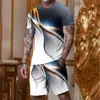 Trailtsuits Erkekler Yaz O yaka baskı 2 parçalı set 2022 Sokak Moda Takip Erkekler Akıllı Giyim İnce Polyester Fiber P230605