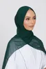 Halsdukar lyxiga crinkle chiffon hijab halsduk för muslimska kvinnor veckade vanliga huvudravar fast färg hijabs sjal femme musulman headwraps