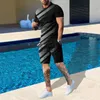 Tracksuits Men's oversized dress retro beach style 3D printed men's set T-shirt new summer fashion 2-piece tracksuit P230605