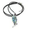Pendant Necklaces Natural Abalone Shell Leaf Shape Alloy Rope Chain Necklace For Women Men Trendy Jewelry Gift 50x15mm