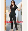 Kvinnors tvåbitar byxor Fashion Ladies Pantdräkter för kvinnor Business Black Blazer och Jacket Set Office Work Wear Clothes Pantsuits