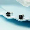 Charm New Sterling Silver Orecchini per le donne Trendy Black Flower Lucky Ear Studs Gioielli Ragazza Regali di San Valentino R230605