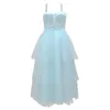 Casual Dresses Womens Sleeveless Empire Waist Mesh Ruffled Tiered Wedding Bridesmaid Long Dress