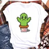 T-shirt femme dessin animé mignon été cactus Kawaii chat graphique haut 90s Harajuku col rond décontracté femme T-shirt P230603