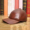 Ball Caps Men Women Real Cowhide Leather Earlap Male Female Fall Winter Cow Hats Casual Outdoor Baseball Cap