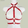 B.cyqZ Body Harness Woman Red Leather Chest Bh Cage Punk Suspenders Har Goth strumpebälte Sexig bondage underkläder rave outfit 2021 l230518